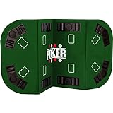 Maxstore Faltbare Pokerauflage „Straight“ für bis zu 8 Spieler, Maße 160x80 cm, MDF Platte, 8 Getränkehalter, 8 Chiptrays, grün